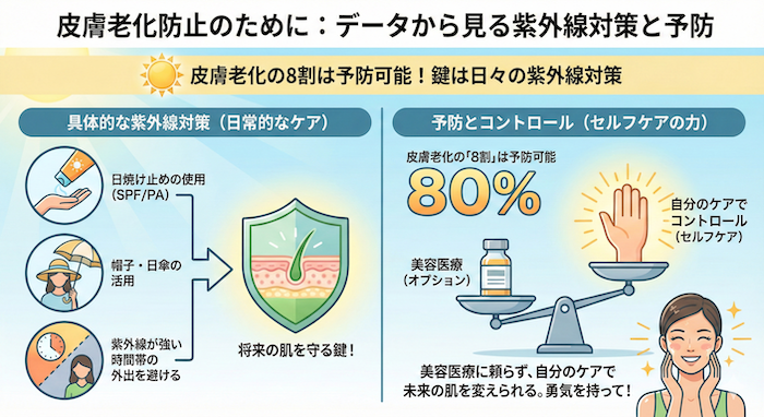 皮膚の老化の80%は予防できる