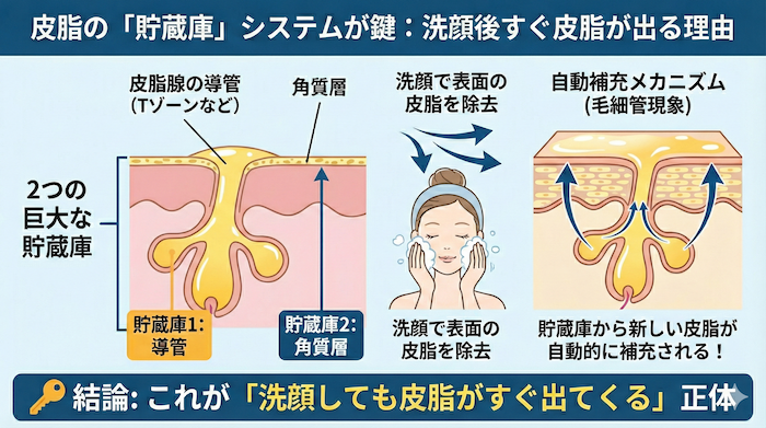 皮脂の貯蔵システム