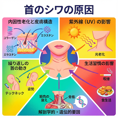 首の横ジワの原因