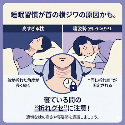 首のシワの原因:睡眠習慣