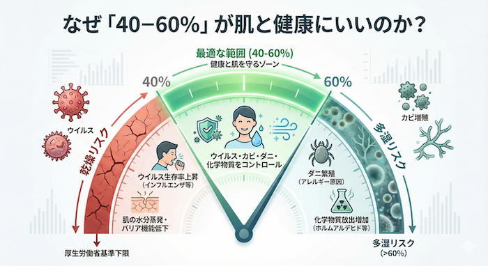 最適な室内湿度　40〜60%