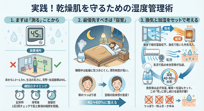 乾燥肌から守る湿度管理術