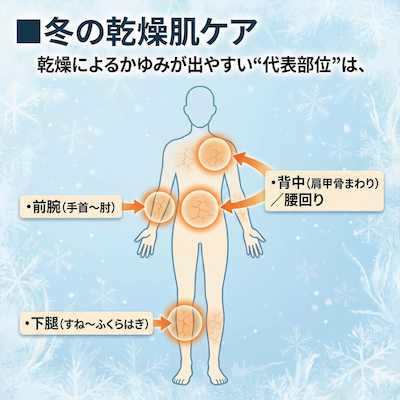 冬にかゆみが出やすい部位