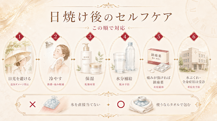 日焼け肌のセルフケアの順番