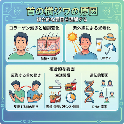 首のシワの原因