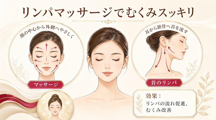 顔のむくみ取りのマッサージ